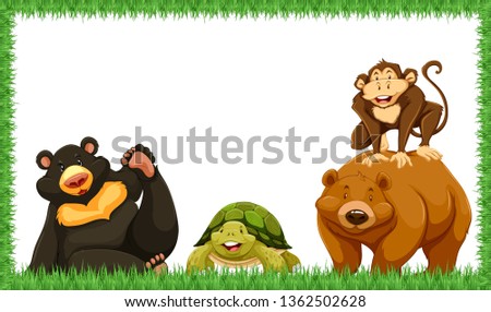 Animal in grass frame illustration