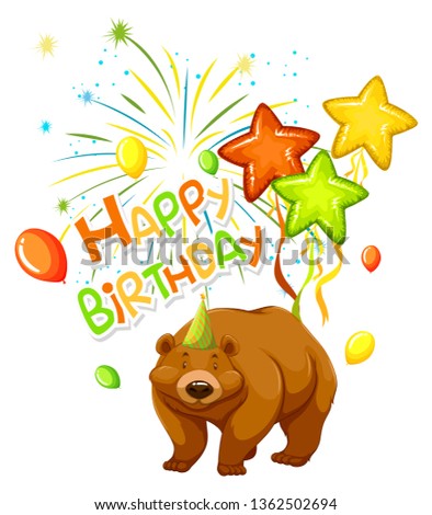 A bear on party template illustration