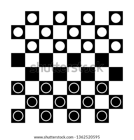 Checkers, draughts or checker board with pieces flat vector icon for games and websites