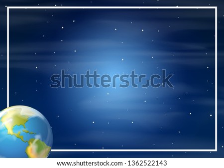 Earth in space border illustration