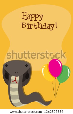 A snake in birthday template illustration