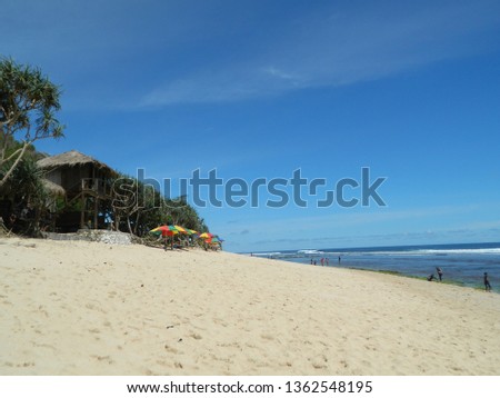 Blue and clean beach in Yogyakarta province, Indonesia