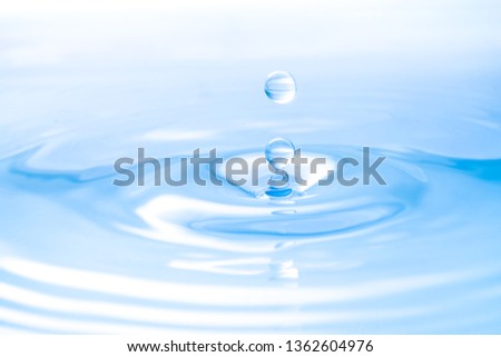 Close-up drop of water into water surface, ring surface on water, using as wallpaper