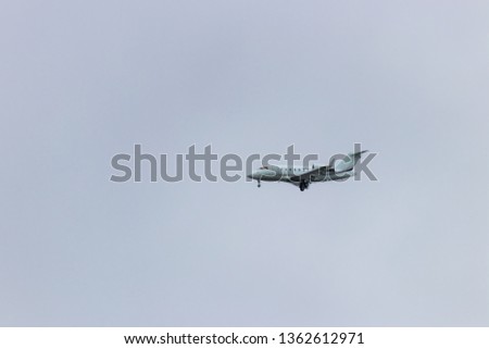 Airplane in the sky landing 