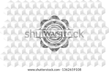 Wash grey emblem. Retro with geometric cube white background