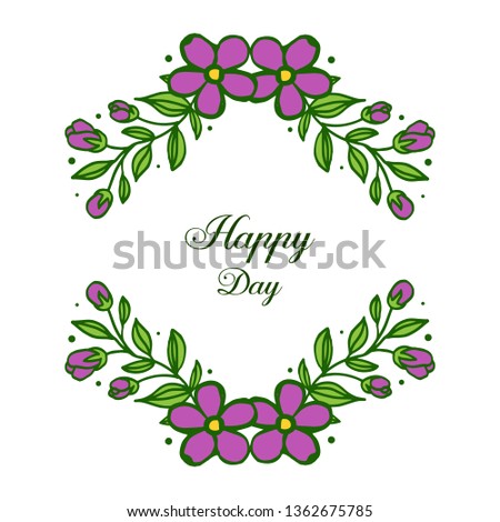 Vector illustration card happy day wedding with beauty of leaf flower frame
