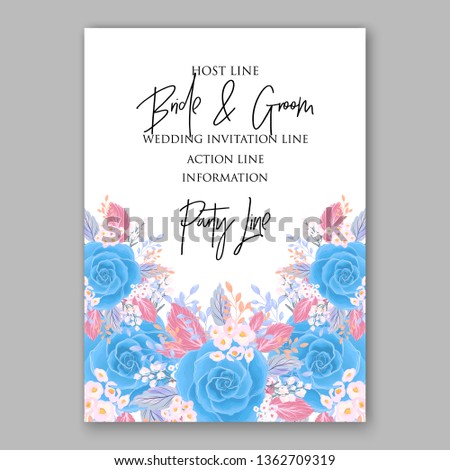 Floral rose wedding invitation vector card template peony ranunculus