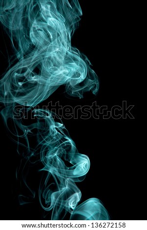 Green smoke isolated on black background