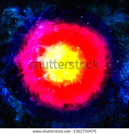 Abstract space background. Stars of a planet and galaxy in a free space. Colorful space background. Dark night sky full of stars. Nebula in space. Supernova. Cosmos background