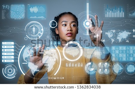 GUI (Graphical User Interface) concept. HUD (Head up Display). Royalty-Free Stock Photo #1362834038