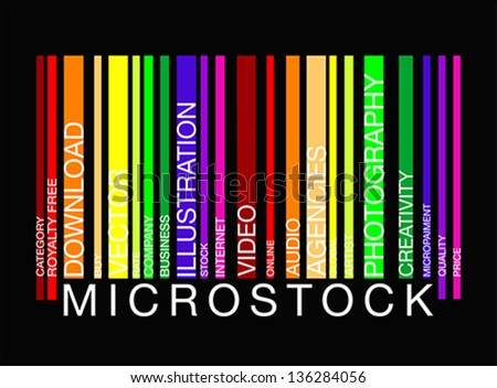 MICROSTOCK  word concept in barcode with supporting words, modern, concept, vector  