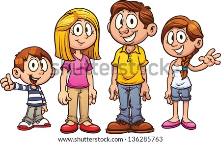 Cartoon family. Vector clip art illustration with simple gradients. Each on a separate layer.