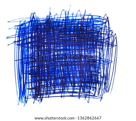 scratched grunge dark blue ink on white paper background