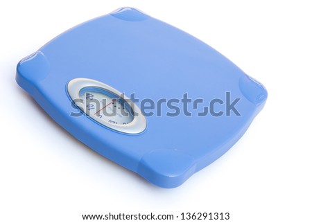 side view weight scale on white with clipping path