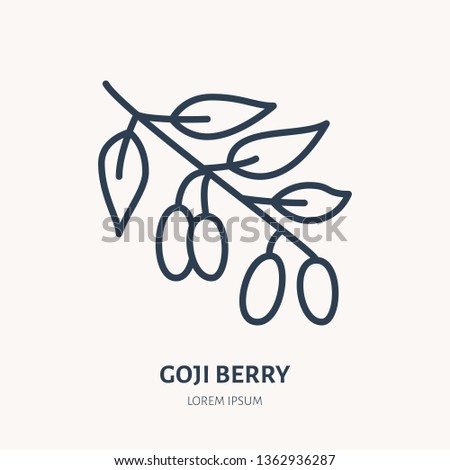 Goji berry flat line icon. Medicinal plant, superfood vector illustration. Thin sign for herbal medicine logo. Royalty-Free Stock Photo #1362936287