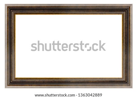 Vintage brown wooden frame on a white background, isolated