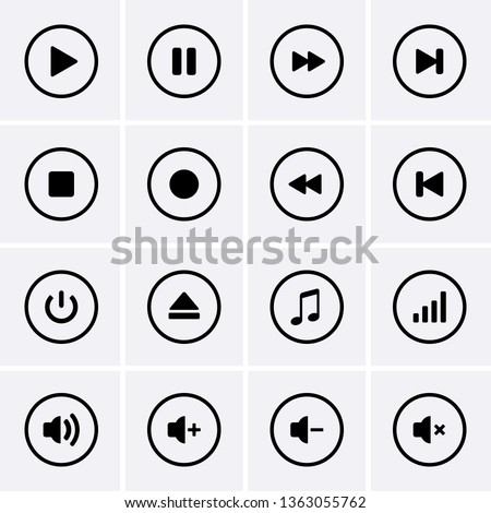 Media Player Icons set. Vector for design Royalty-Free Stock Photo #1363055762