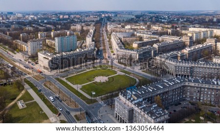 Central Square in Nowa Huta from a bird's eye view, Krakow, Poland Royalty-Free Stock Photo #1363056464
