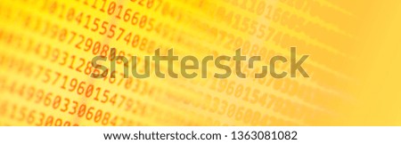 Abstract background with program computer code. Data backdrop with yellow  Effect