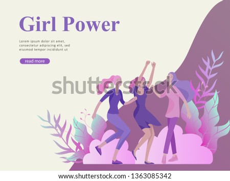 Web page design template for beauty, dreams motivation, International Womens Day, feminism concept, girls power and woman rights, vector illustration for website and mobile website development