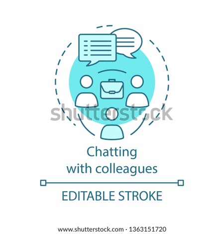 Chatting with colleagues concept icon. Professional communication. Work chat. Experience exchange. Dialogue idea thin line illustration. Vector isolated outline drawing. Editable stroke