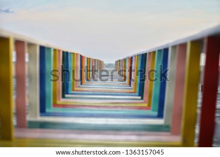 Colorful painted wooden bridge
