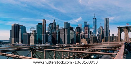 Manhattan skyline on a sunny day