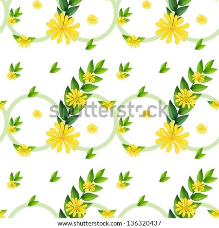 Illustration of a template with yellow flowers on a white background