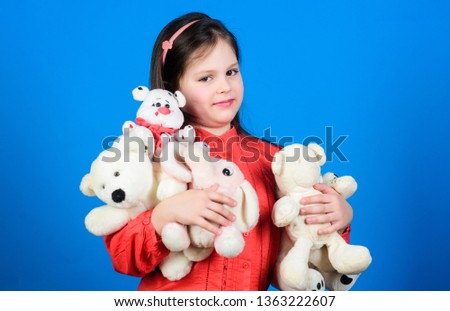 happy childhood. Birthday. child at home. toy shop. childrens day. Best friend. little girl playing in playroom. hugging teddy bear. toys for kid. small girl with soft bear toy. Always happy together.