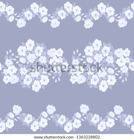 Cute plant one tone border. Floral piece of garment print. Flower design for wallpapers, print, gift wrap and 