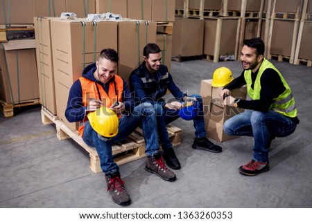 Warehouse Workers take rest