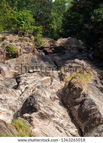 The dried up rocky bed of the waterfall on Koh Phangan island. Thailand.