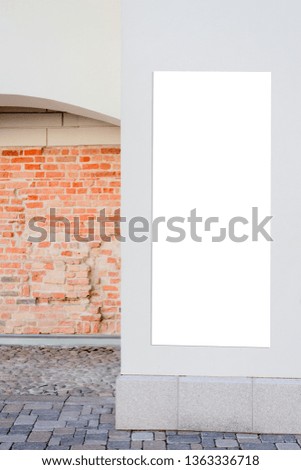 Mock up. Rectangular shape billboard or signboard on the wall of classical architecture building