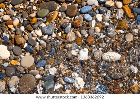 Beautiful pebbles on the beach close up.