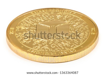 Golden neo isolated on white background. High resolution photo. With clipping path. Full depth of field.
