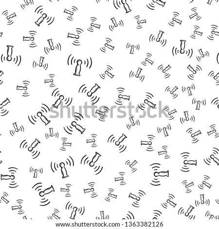 Beautiful hand drawn seamless pattern  fashion wi-fi icon. Hand drawn black sketch. Sign / symbol / doodle. Isolated on white background. Flat design. Vector illustration.