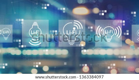LiFi theme with blurred city abstract lights background