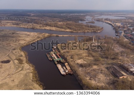 Barges on the Berezina River in Bobruisk