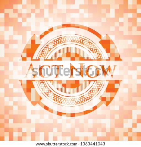 Act Now abstract orange mosaic emblem