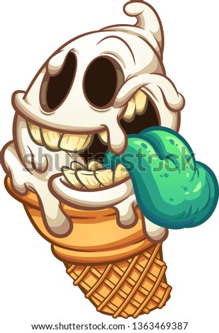 Melting ghost ice cream cone character clip art. Vector illustration with simple gradients. All in a single layer.