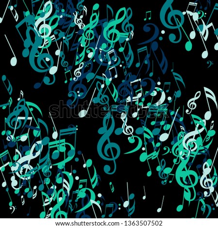 Lines of Musical Notes. Creative Background with Notes, Bass and Treble Clefs. Vector Element for Musical Poster, Banner, Advertising, Card. Minimalistic Simple Background.