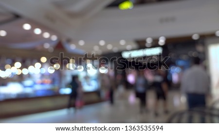 blurred background. Abstract blur interior of beautiful modern luxury shops and retail store. people walking in the mall.