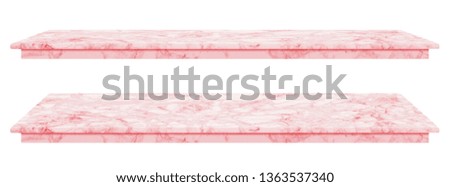 Marble table, counter top pink surface, Stone slab for display products isolated on white background have clipping path