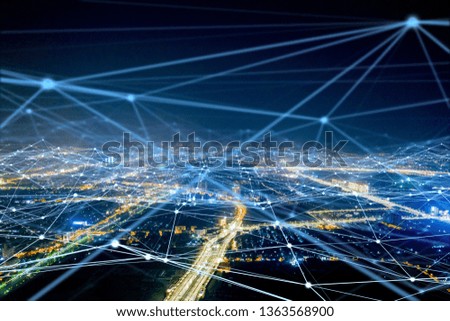 Modern city with wireless network connection concept 
