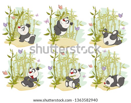  Fun Animal Comics. Vector Illustration of a set of Funny Panda Bear