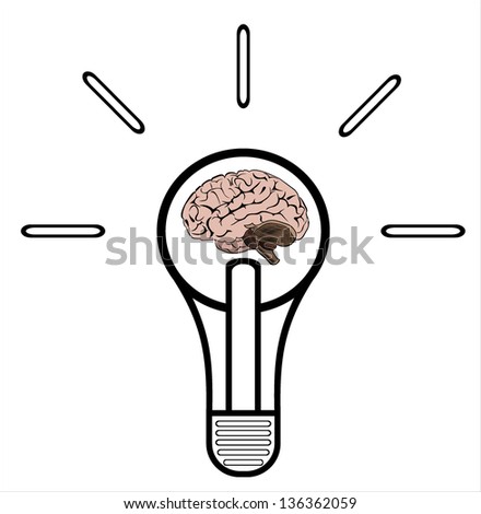Light bulb with brain vector icon, idea concept