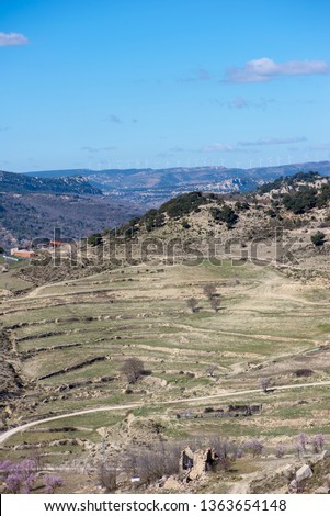 Path through the mountain next to the town of Morella, Spain