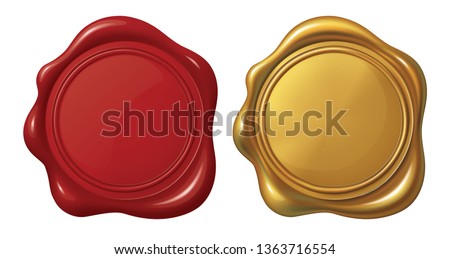 Red and Golden Stamp wax seal_Vector EPS 10 Royalty-Free Stock Photo #1363716554