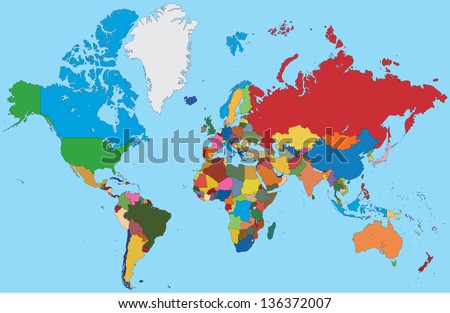 Colorful map of World