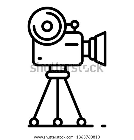 Retro video camera icon. Outline retro video camera vector icon for web design isolated on white background